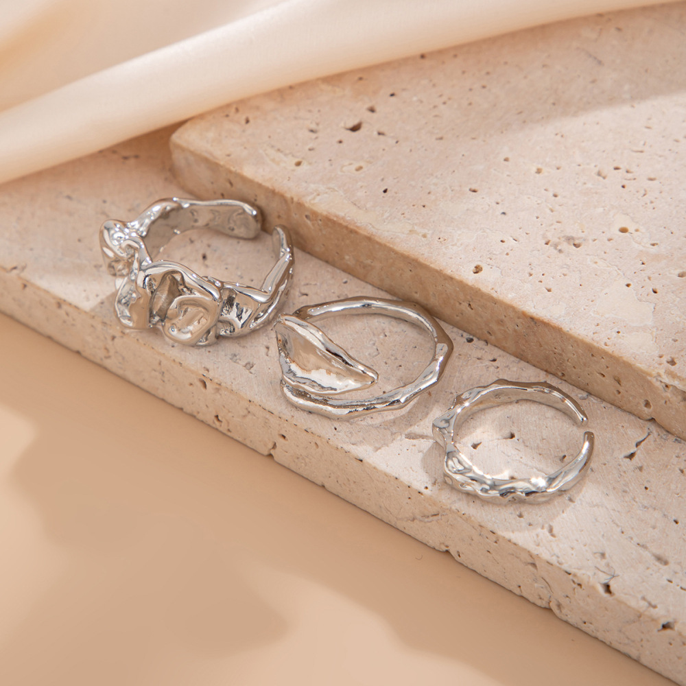 Irregularly Pleated Opening Alloy Ring Set