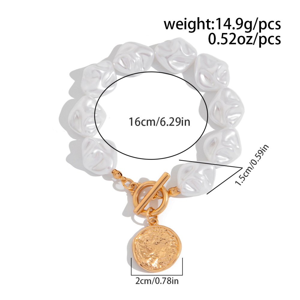 Irregularly shaped imitation pearl alloy bracelet