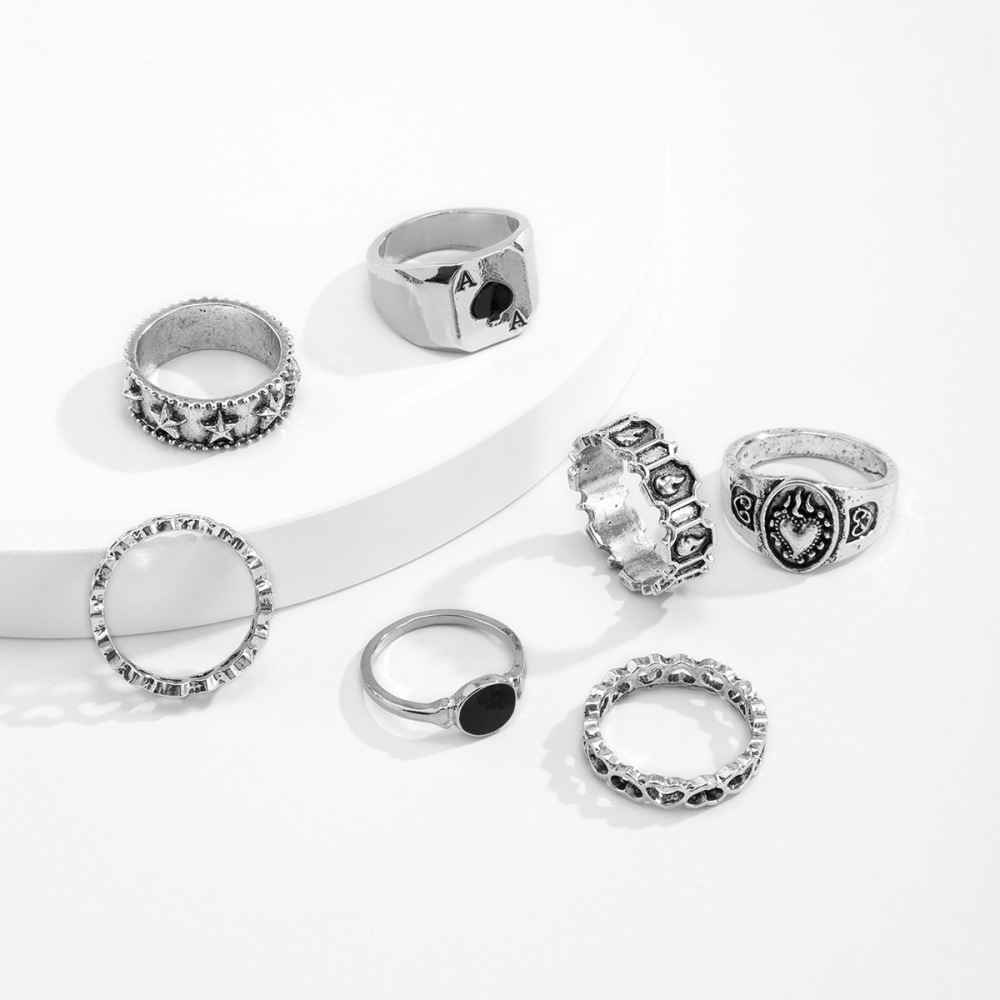 Vintage Gothic Style Poker Letter Antique Ring Set (Alloy)