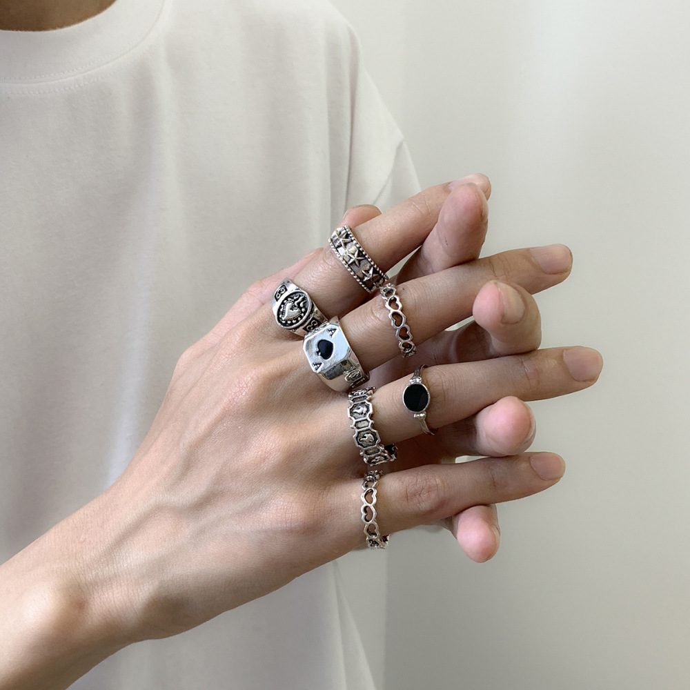 Vintage Gothic Style Poker Letter Antique Ring Set (Alloy)