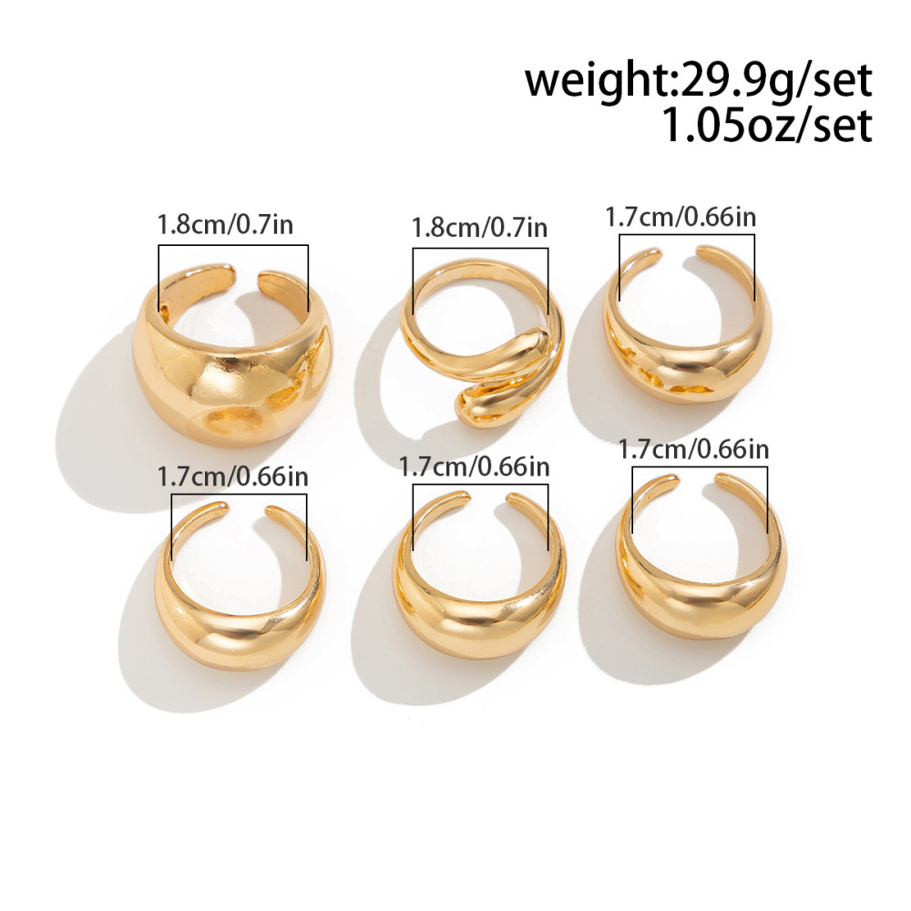 Irregular Hip Hop Style Smooth Metallic Alloy Ring Set