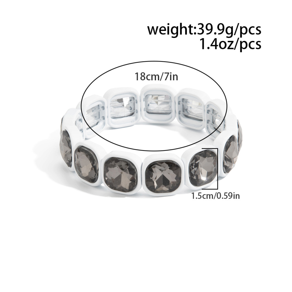 Geometric minimalist square diamond elastic alloy bracelet