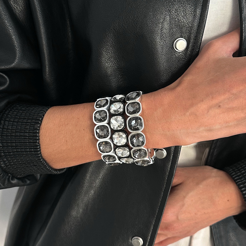 Geometric minimalist square diamond elastic alloy bracelet