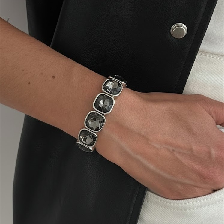 Geometric minimalist square diamond elastic alloy bracelet