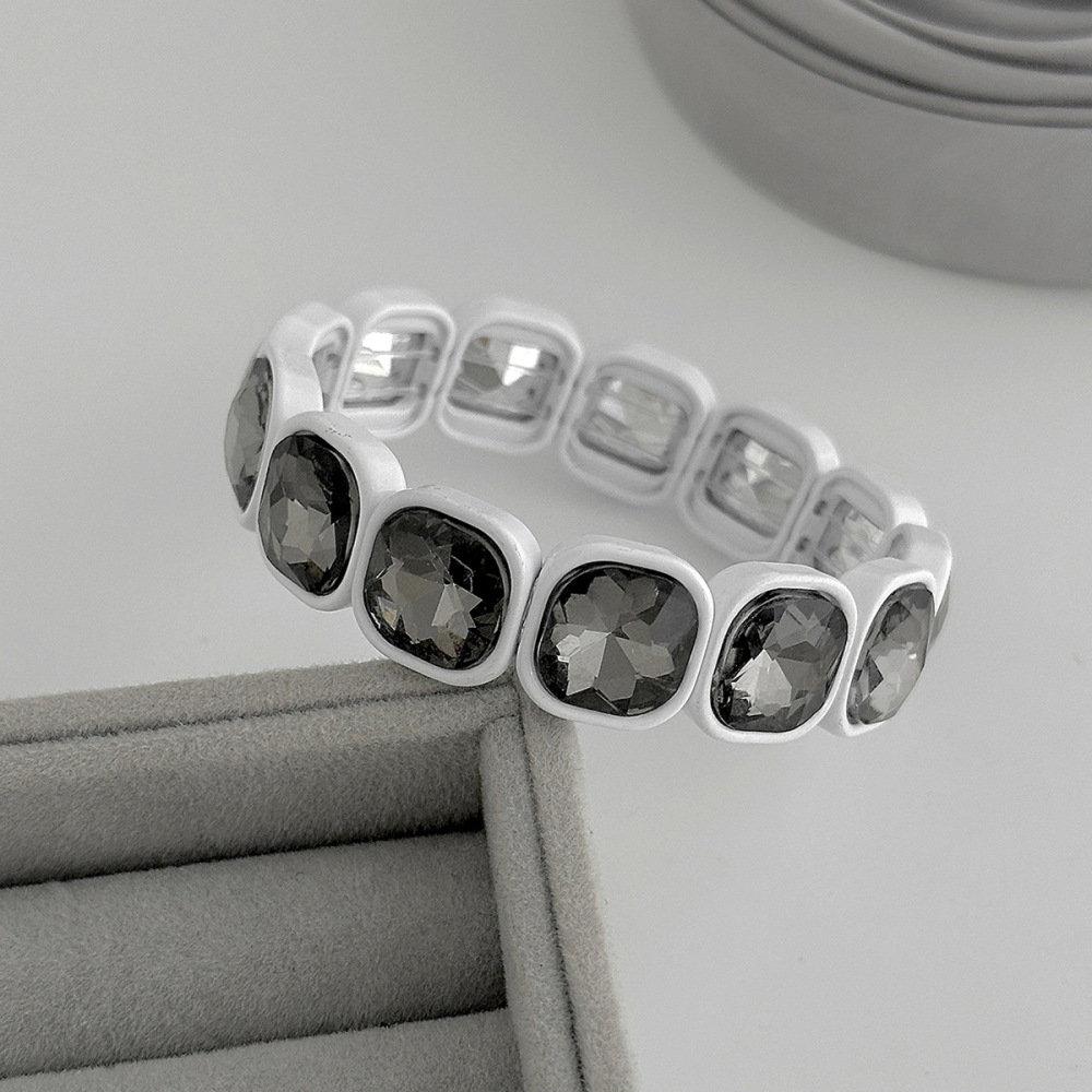Geometric minimalist square diamond elastic alloy bracelet