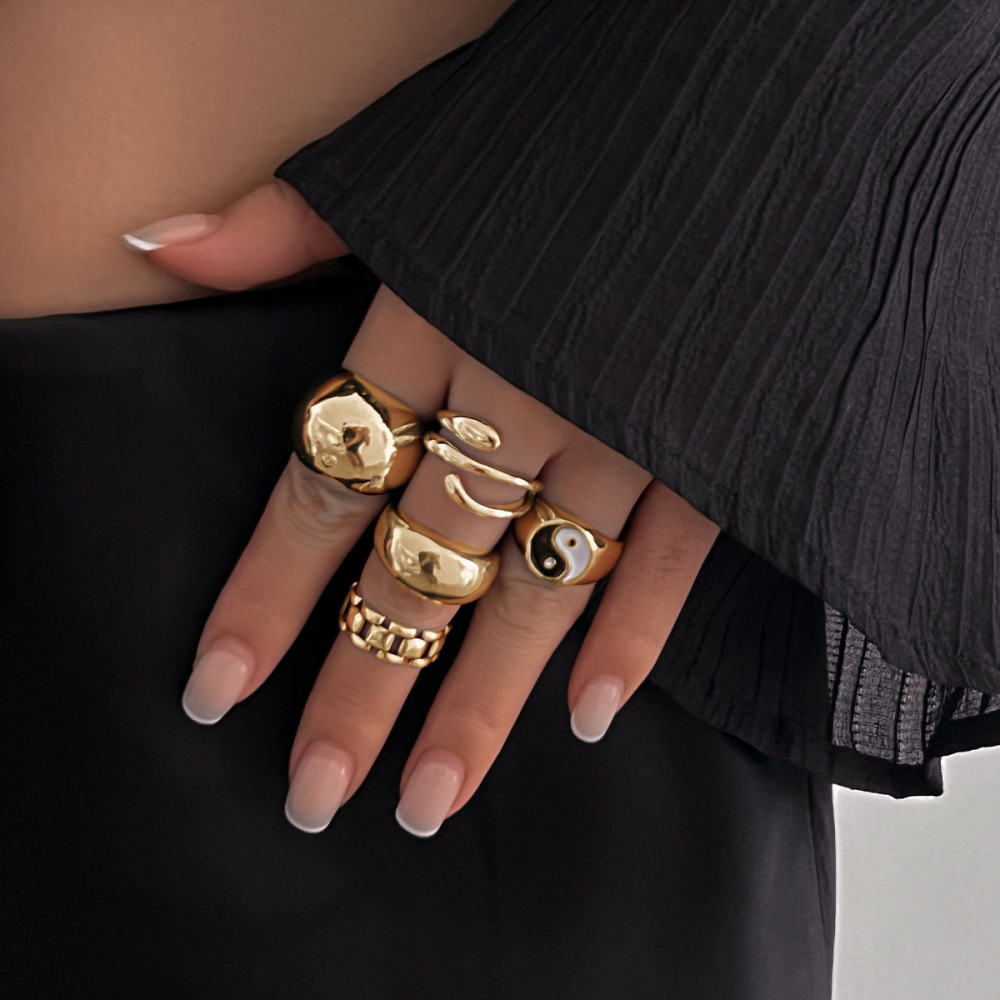 Stylish Irregular Smooth Alloy Ring Set