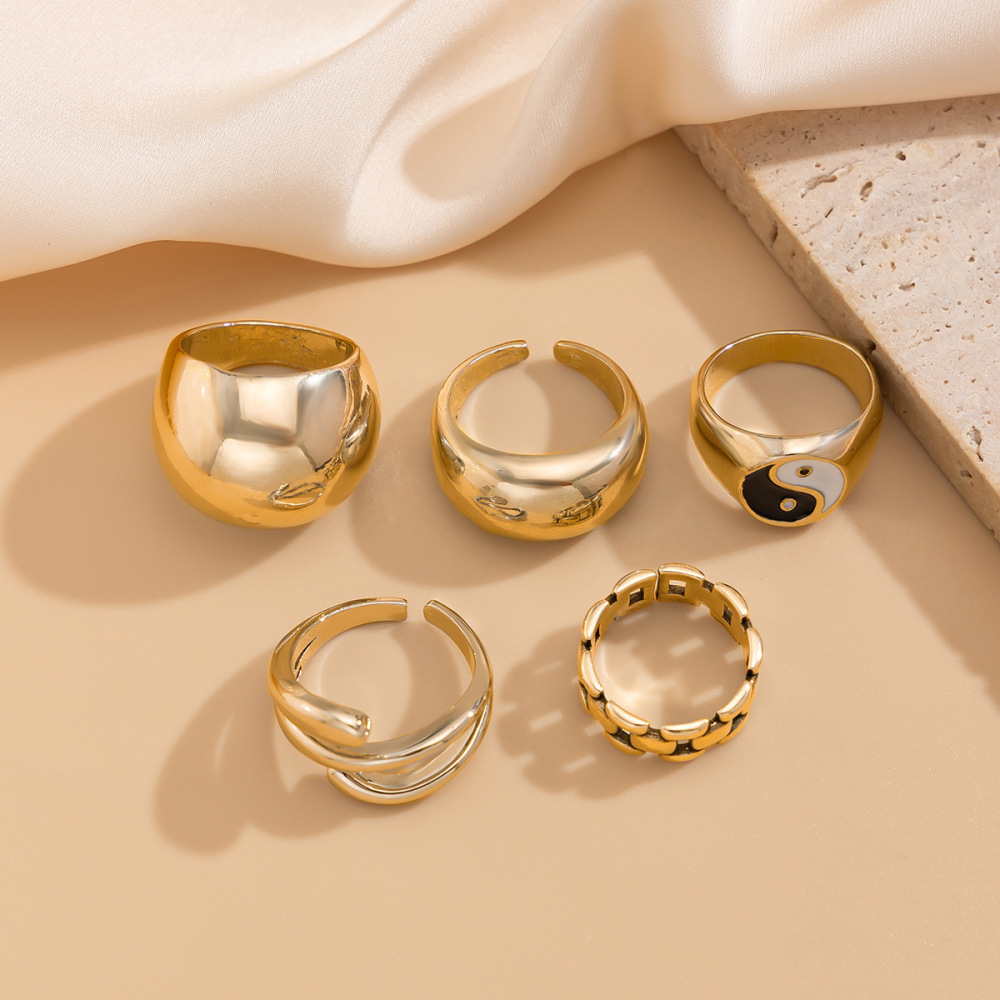 Stylish Irregular Smooth Alloy Ring Set