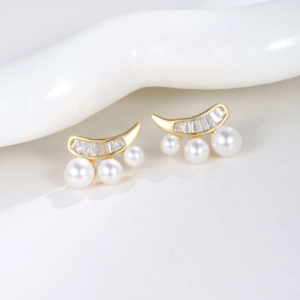 MYK2879-Eyelashes, pearl earrings, 925 silver needles