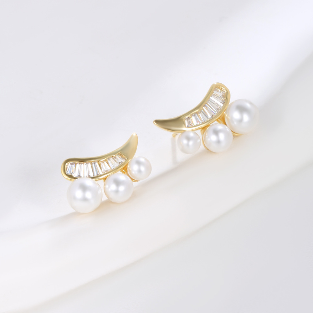 MYK2879-Eyelashes, pearl earrings, 925 silver needles