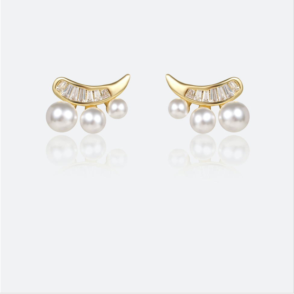MYK2879-Eyelashes, pearl earrings, 925 silver needles