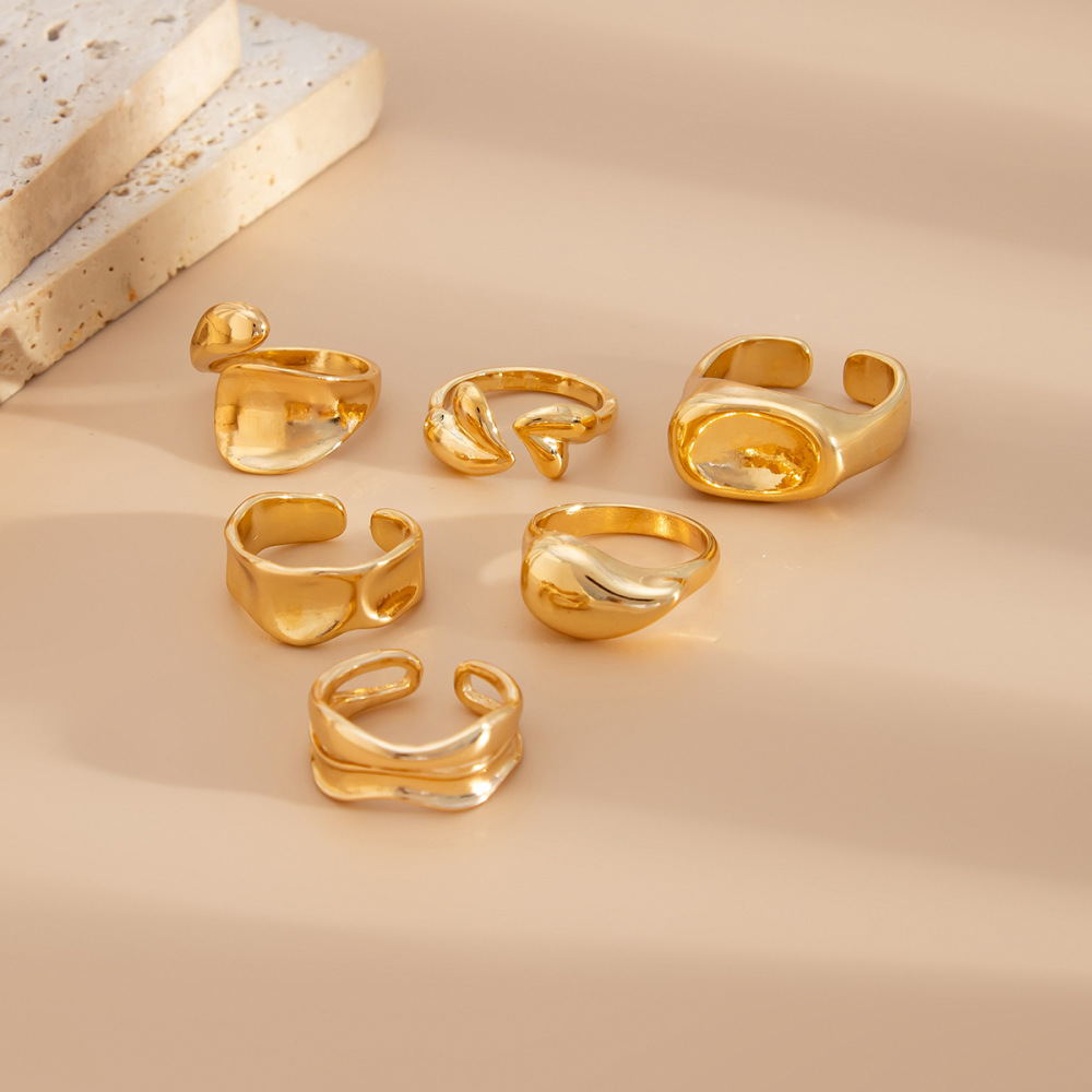 6-Piece Fashionable Irregular Alloy Ring Set