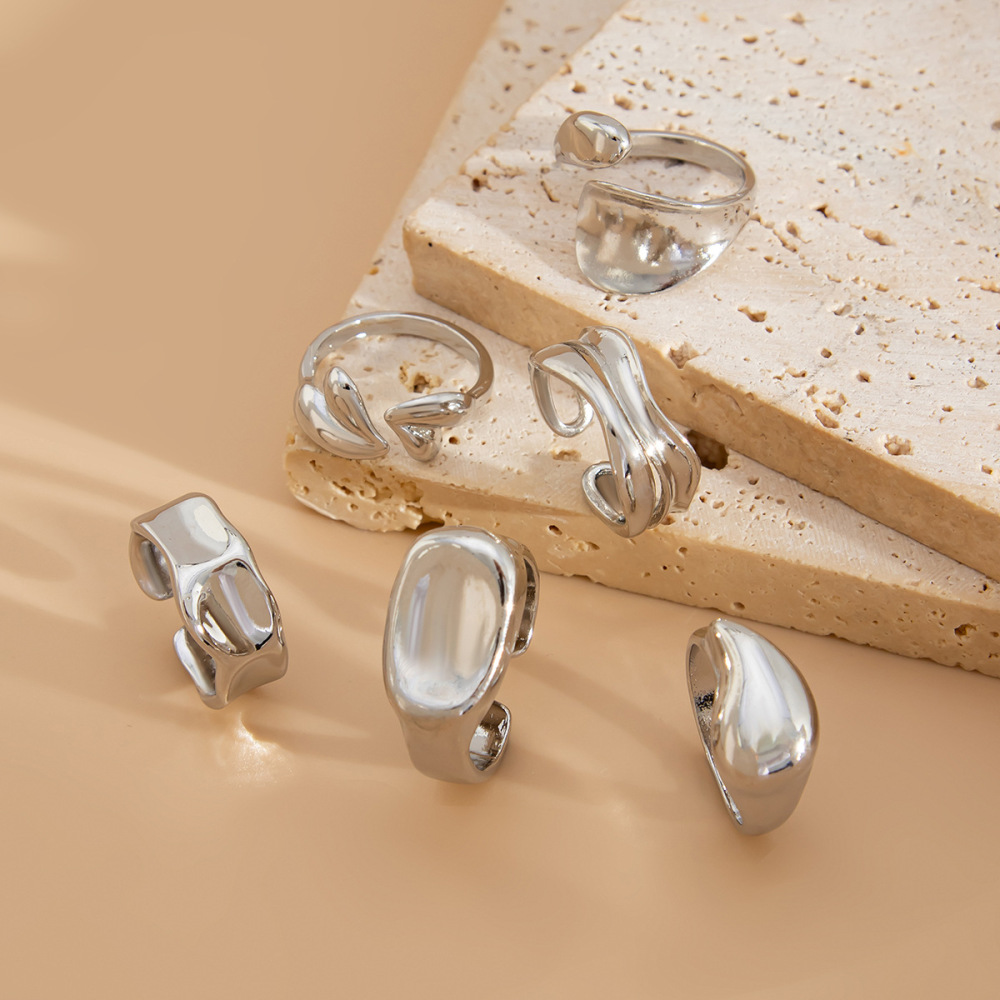 6-Piece Fashionable Irregular Alloy Ring Set