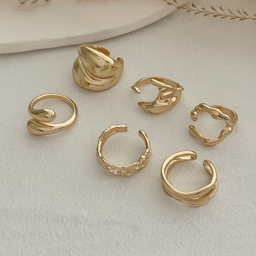6-Piece Irregular Smooth Alloy Ring Set