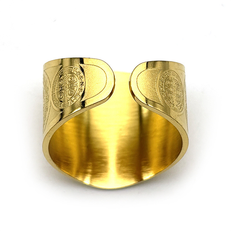 MYK2950-Hip Hop Saint Benedict Exorcism Amulet Stainless Steel Ring
