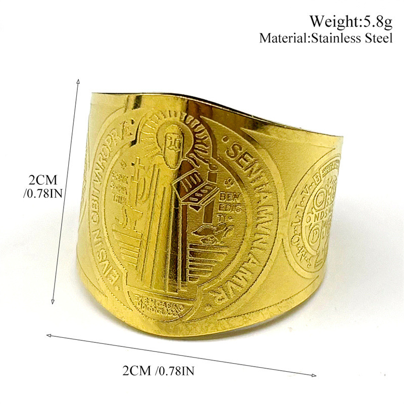 MYK2950-Hip Hop Saint Benedict Exorcism Amulet Stainless Steel Ring