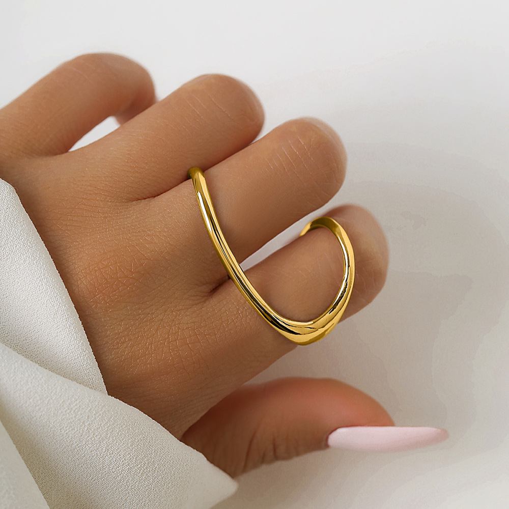 Futuristic Geometric Open Alloy Ring