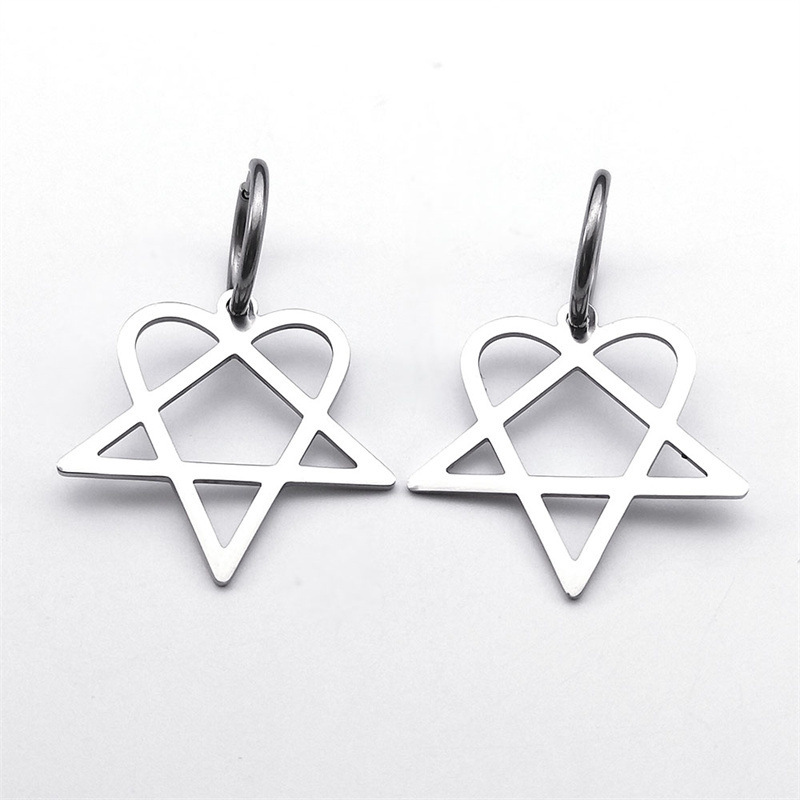 MYK3034-Stainless steel black rock band HIM fan earrings