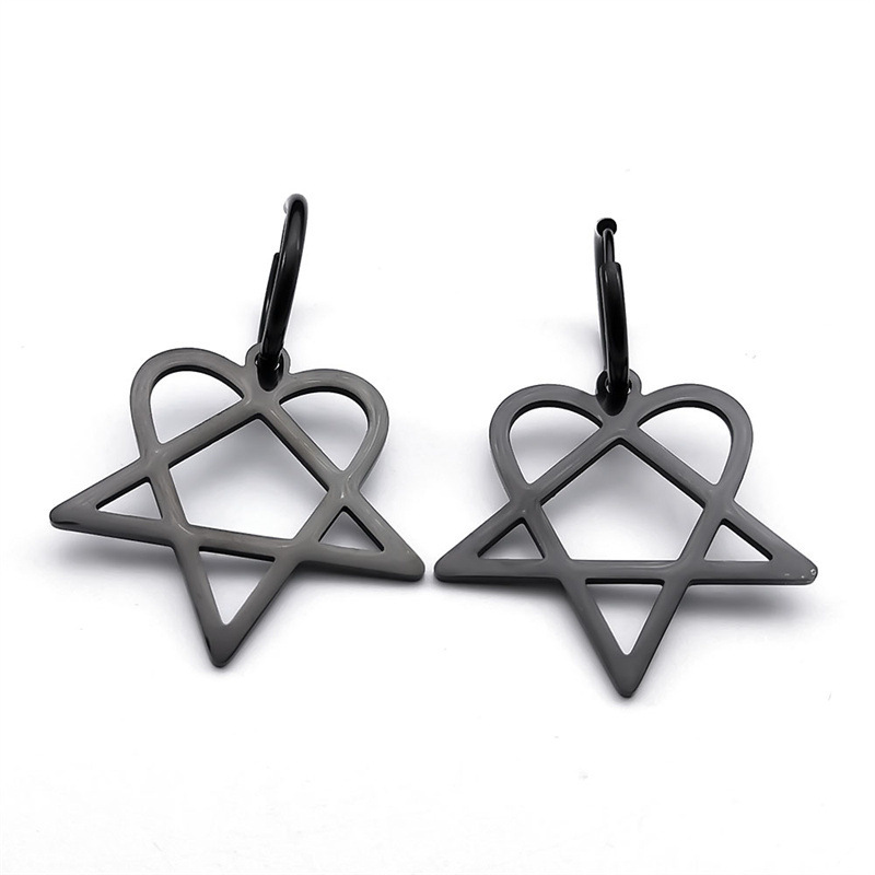 MYK3034-Stainless steel black rock band HIM fan earrings