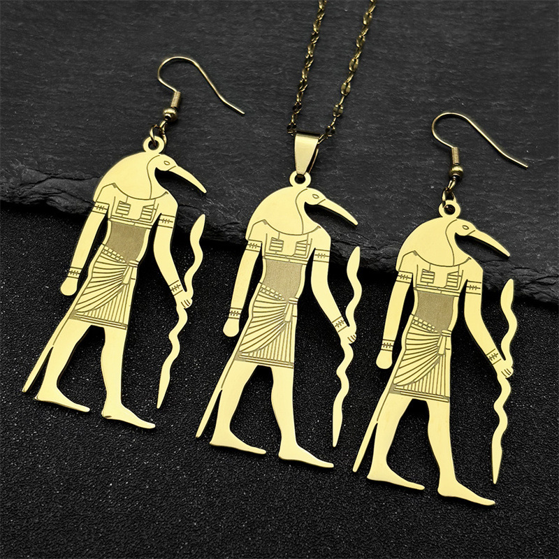 MYK3045-Cross-shaped hip-hop necklace, disco stainless steel necklace earrings
