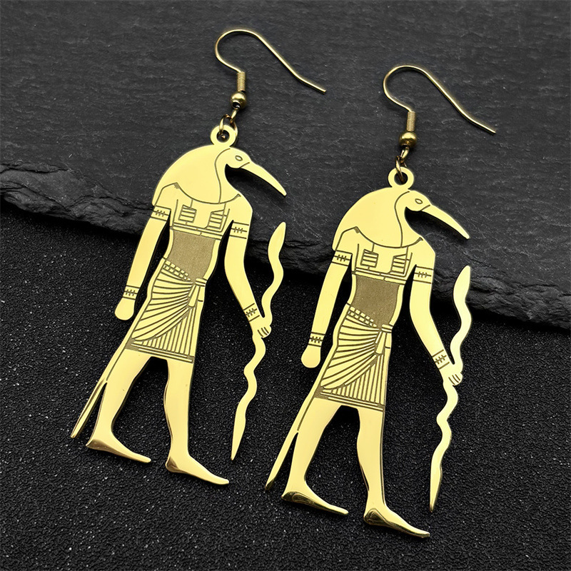 MYK3045-Cross-shaped hip-hop necklace, disco stainless steel necklace earrings