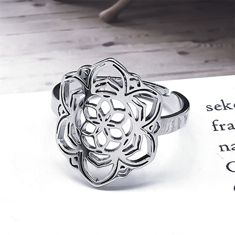MYK3043-Popular stainless steel yoga lotus ring