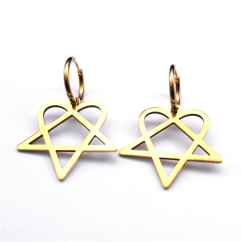 MYK3034-Stainless steel black rock band HIM fan earrings