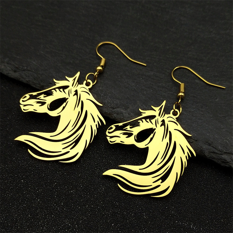 MYK3067-Personalized Horse Head Stainless Steel Necklace Jewelry Set