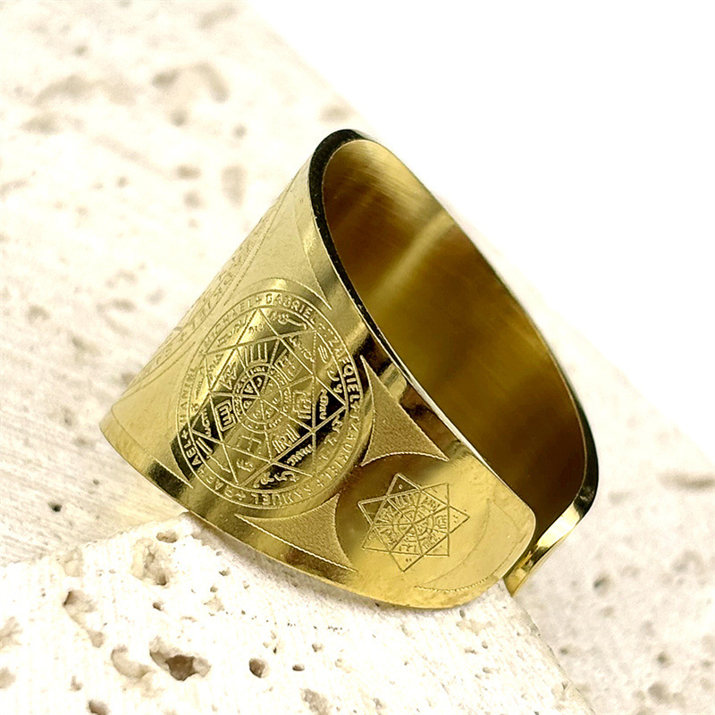 MYK3040-Seven-pointed star stainless steel men's ring, a trendy ring accessory.