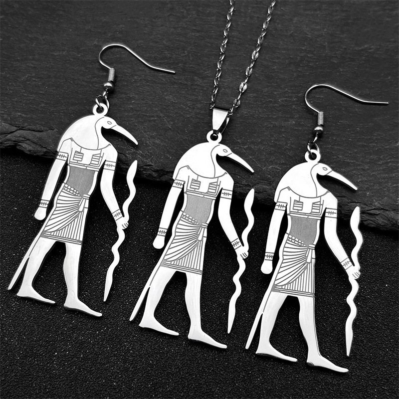MYK3045-Cross-shaped hip-hop necklace, disco stainless steel necklace earrings