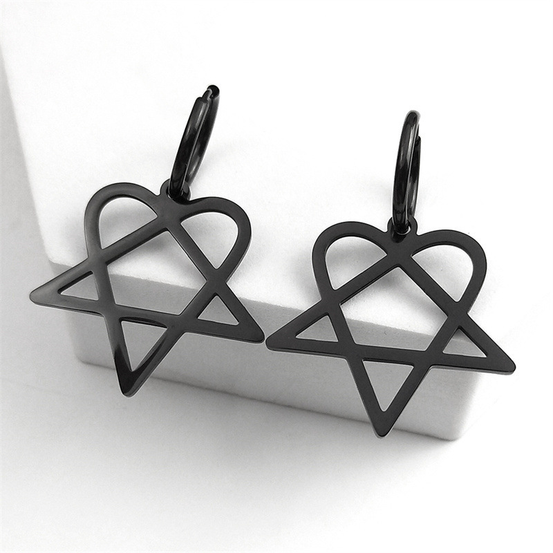 MYK3034-Stainless steel black rock band HIM fan earrings