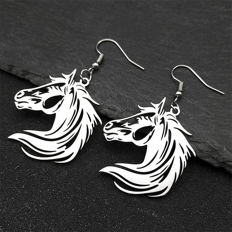 MYK3067-Personalized Horse Head Stainless Steel Necklace Jewelry Set