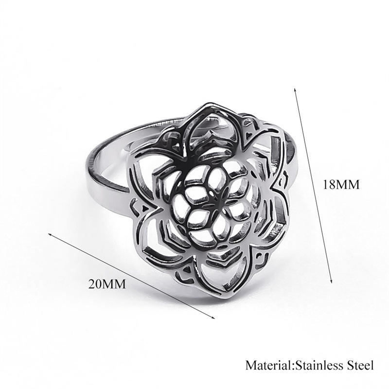 MYK3043-Popular stainless steel yoga lotus ring