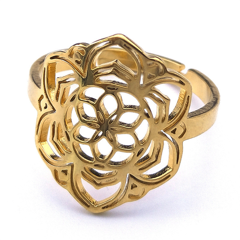 MYK3043-Popular stainless steel yoga lotus ring