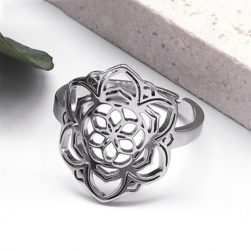 MYK3043-Popular stainless steel yoga lotus ring