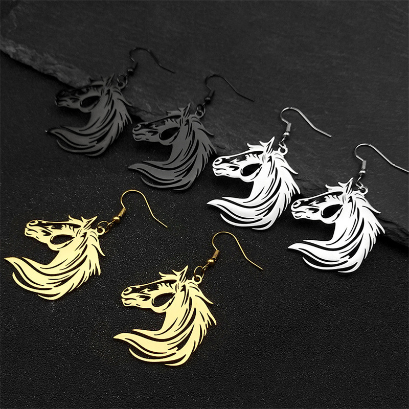 MYK3067-Personalized Horse Head Stainless Steel Necklace Jewelry Set