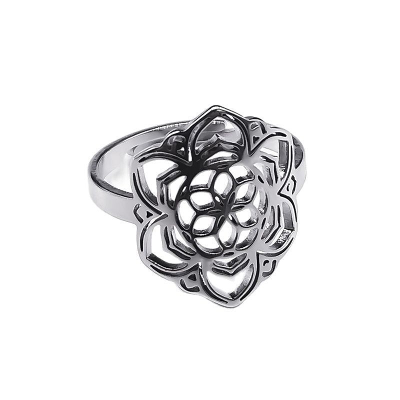 MYK3043-Popular stainless steel yoga lotus ring