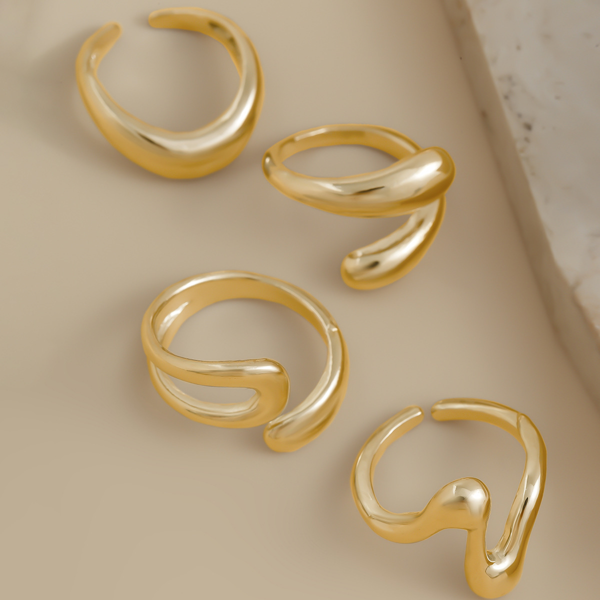 Unique design open alloy ring set (4 pieces)