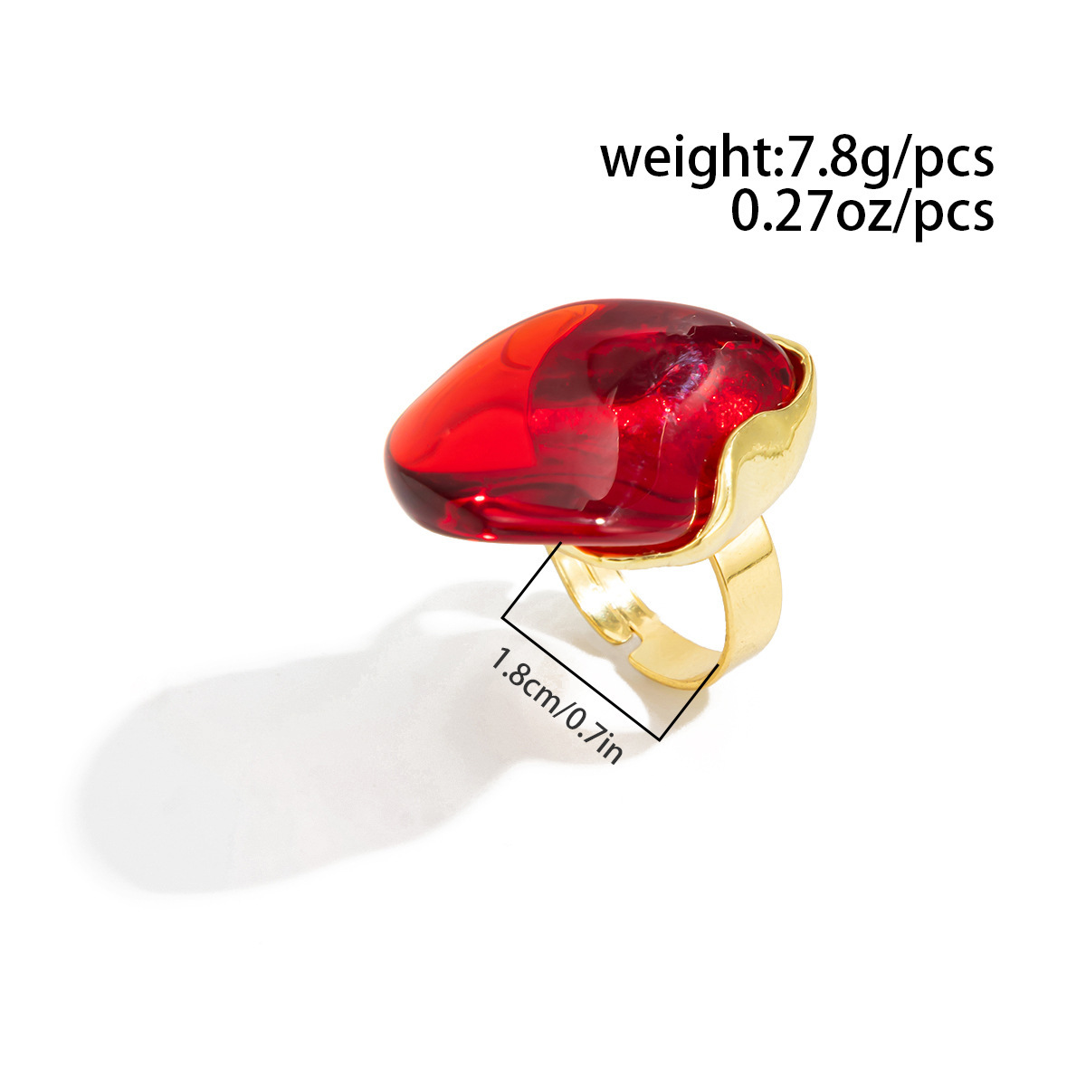 Irregularly shaped alloy resin ring with blurred patterns