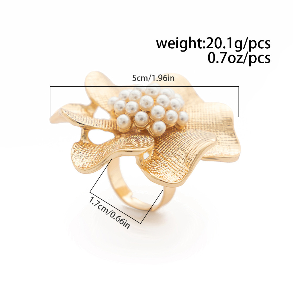Imitation pearl flower alloy ring