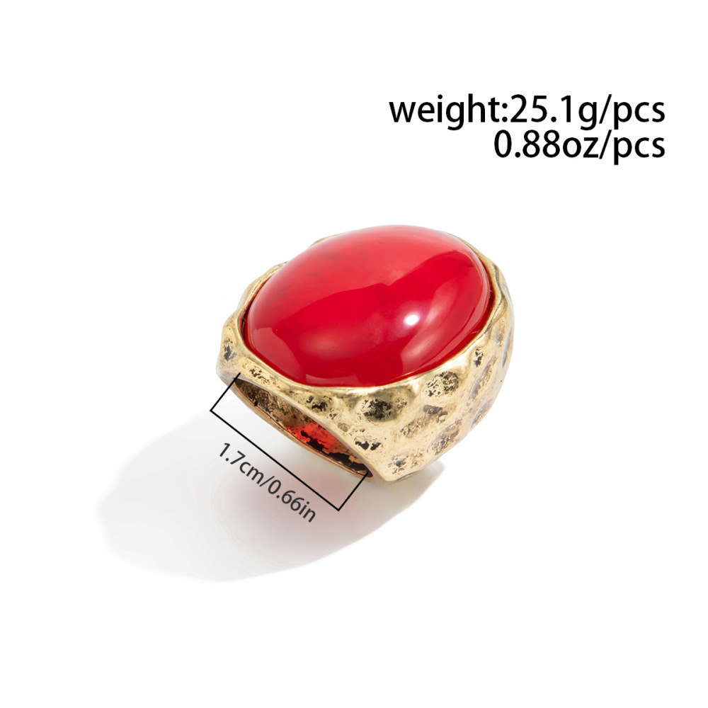 Niche Vintage Resin Gemstone Alloy Ring