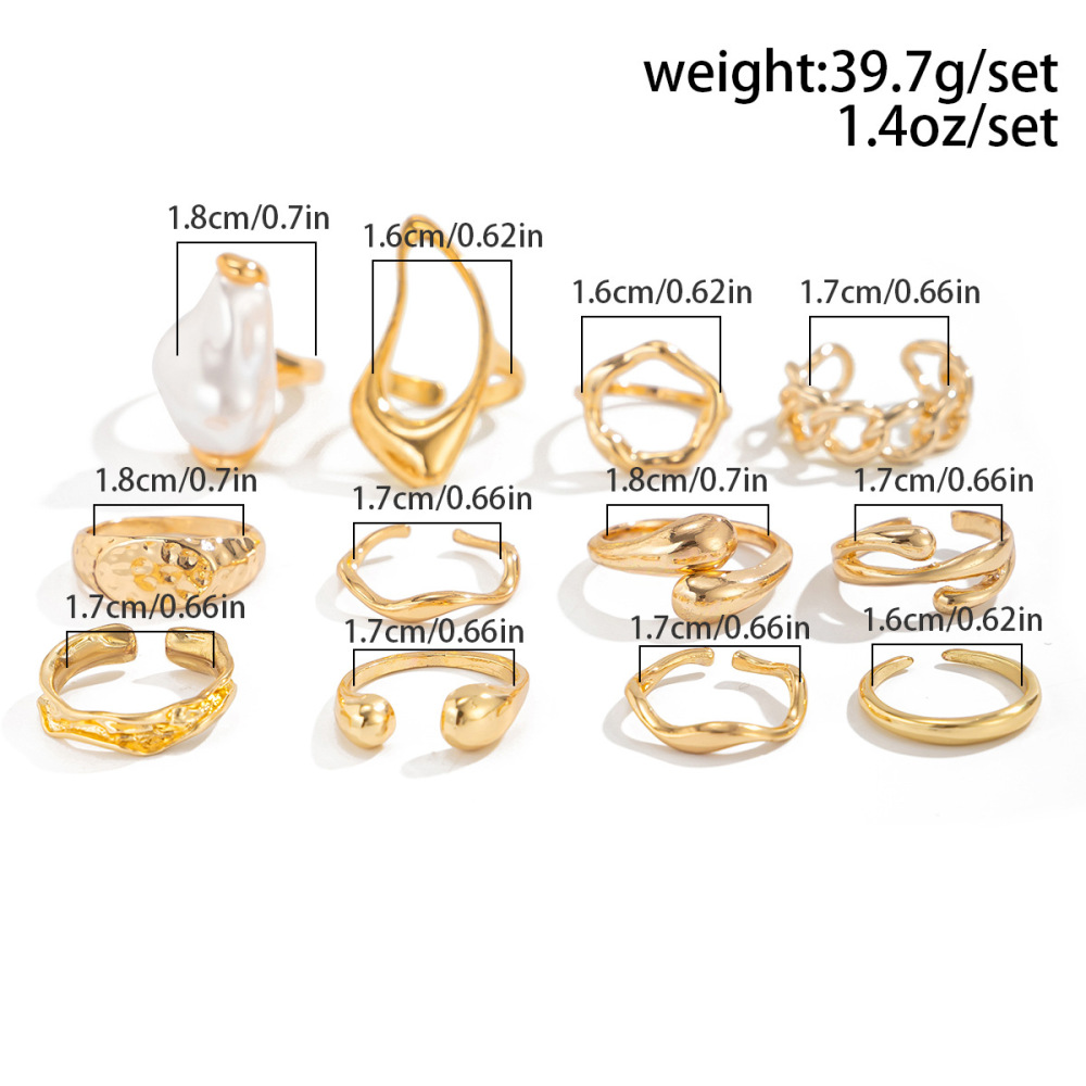 Premium Light-Sensitive Teardrop Hug Alloy Ring Set (12 Pieces)