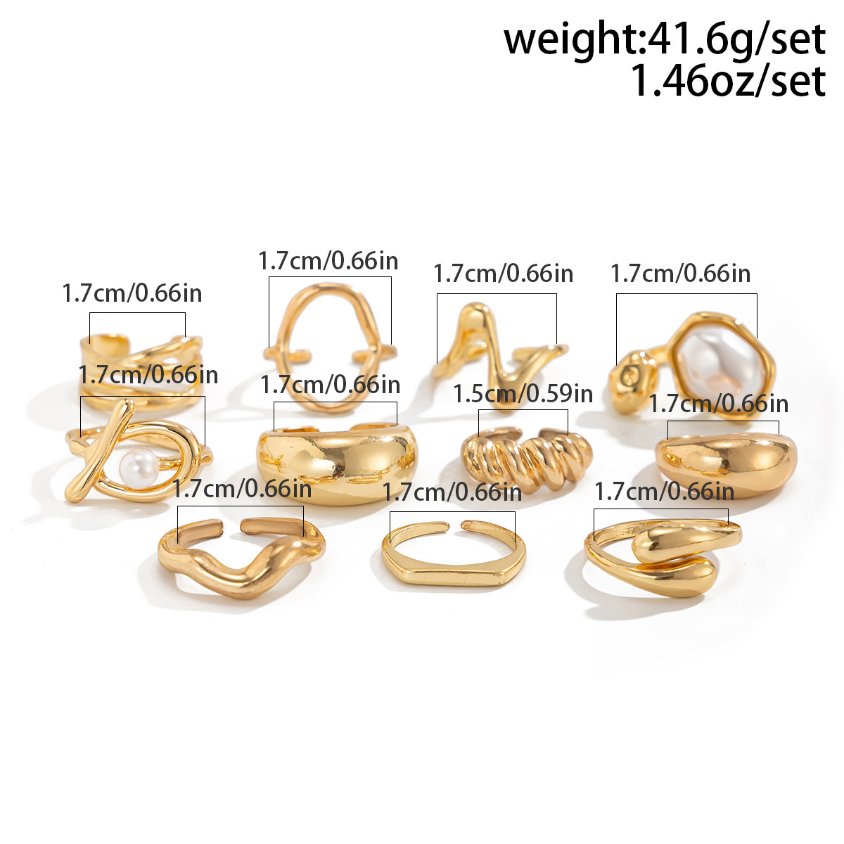Premium Light-Sensitive Waterdrop Hug Alloy Ring Set (11 Pieces)