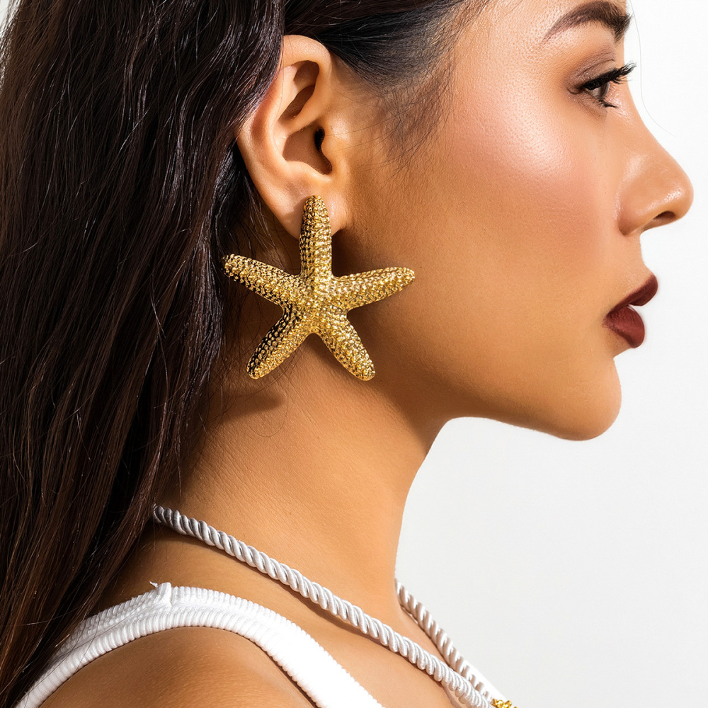 Beach and Ocean Theme Starfish Alloy Earrings