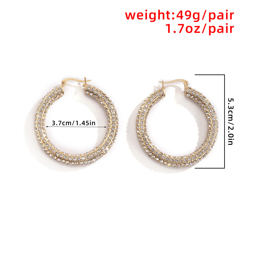 Simple retro-style diamond-encrusted multi-colored alloy earrings
