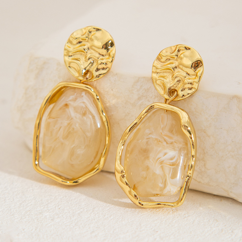 Unique, irregularly shaped resin alloy earrings