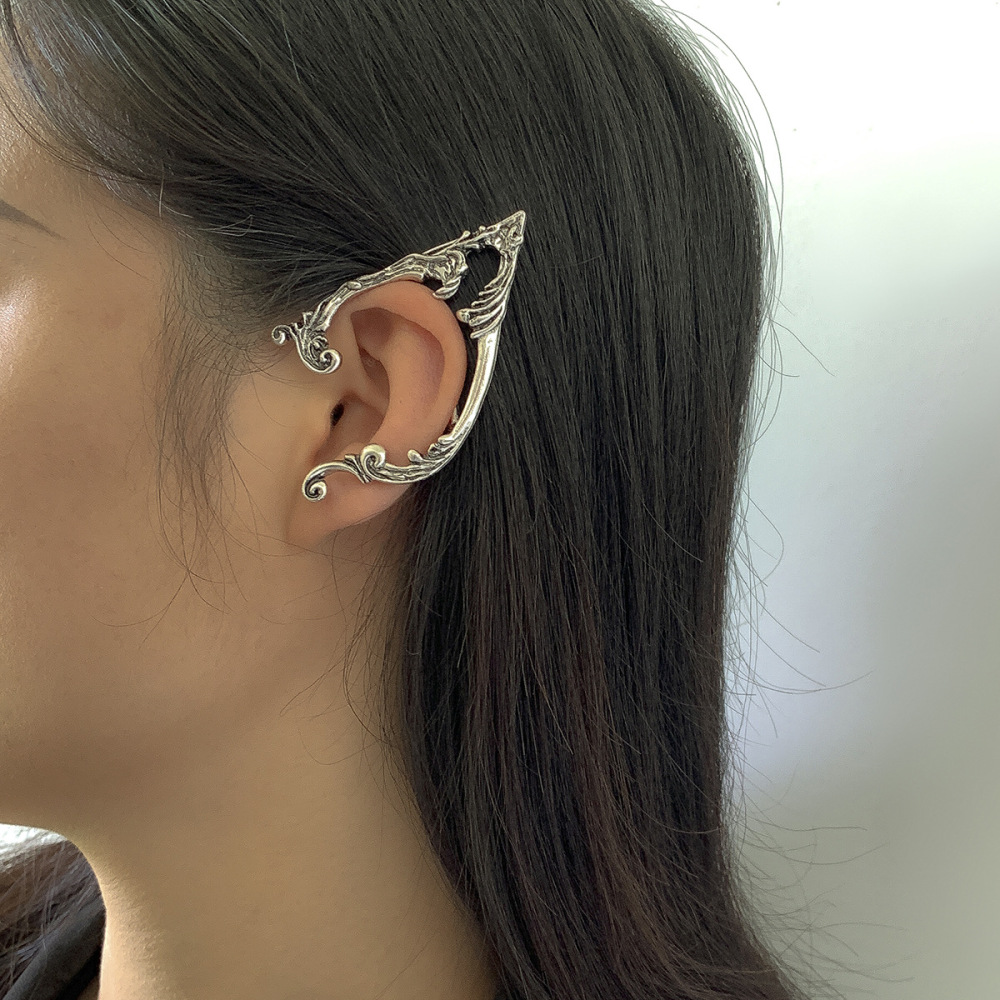 Irregular, dark-toned, distressed ear hooks made of alloy