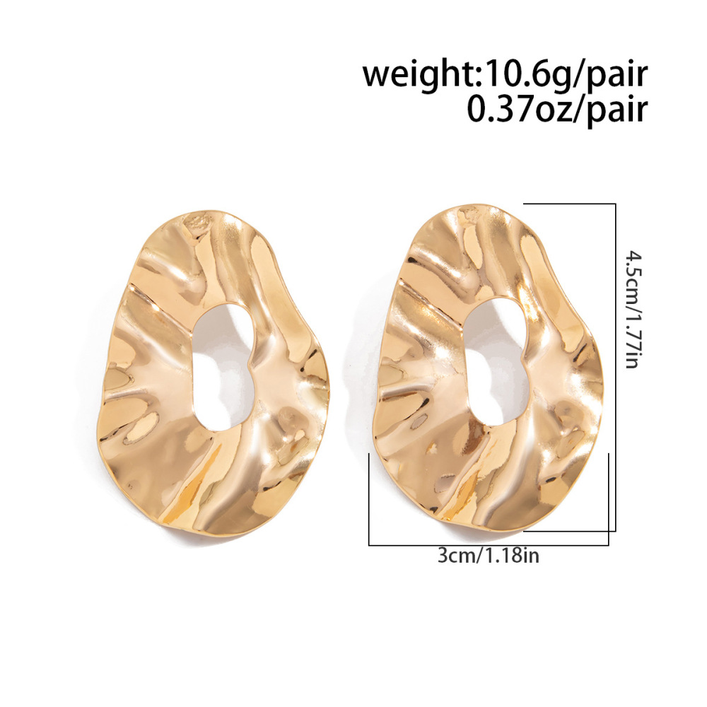Stylish metallic pleated alloy earrings