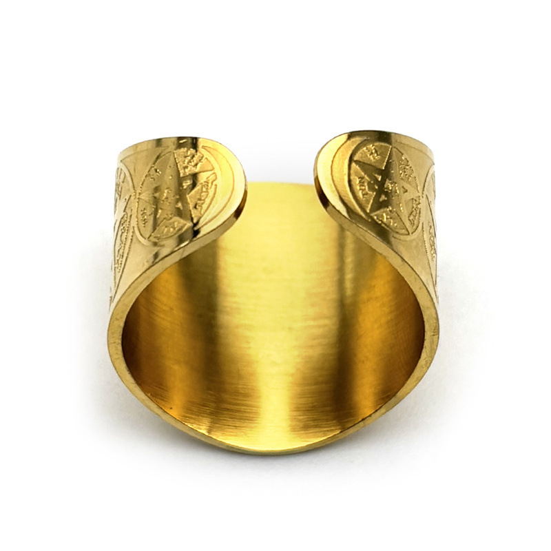 MYK3215-Five-pointed star stamp letter geometric smooth round stainless steel ring