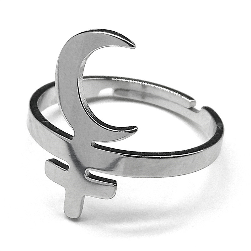 MYK3209-Stainless Steel Gothic Hip Hop Geometric Cross Couple Rings