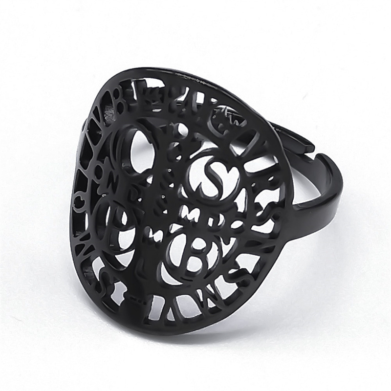MYK3166-Stainless steel patterned ring, St. Benedict's jewelry